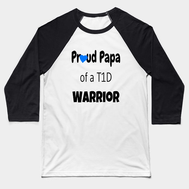 Proud Papa - Black Text - Blue Heart Baseball T-Shirt by CatGirl101